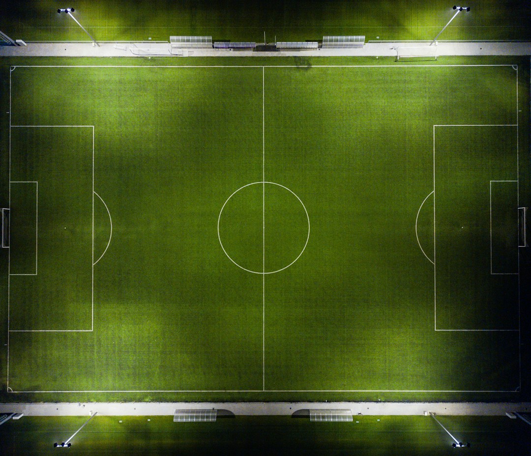 Aerial view of a football field